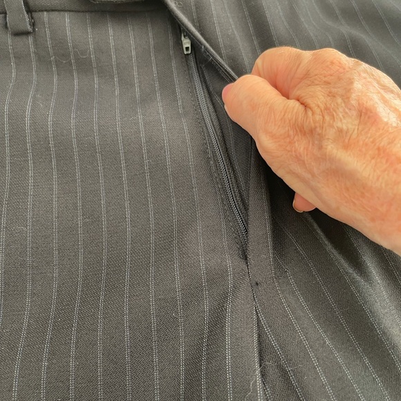 Valentino Black Wool Pinstriped Dress Pants - Picture 5 of 13